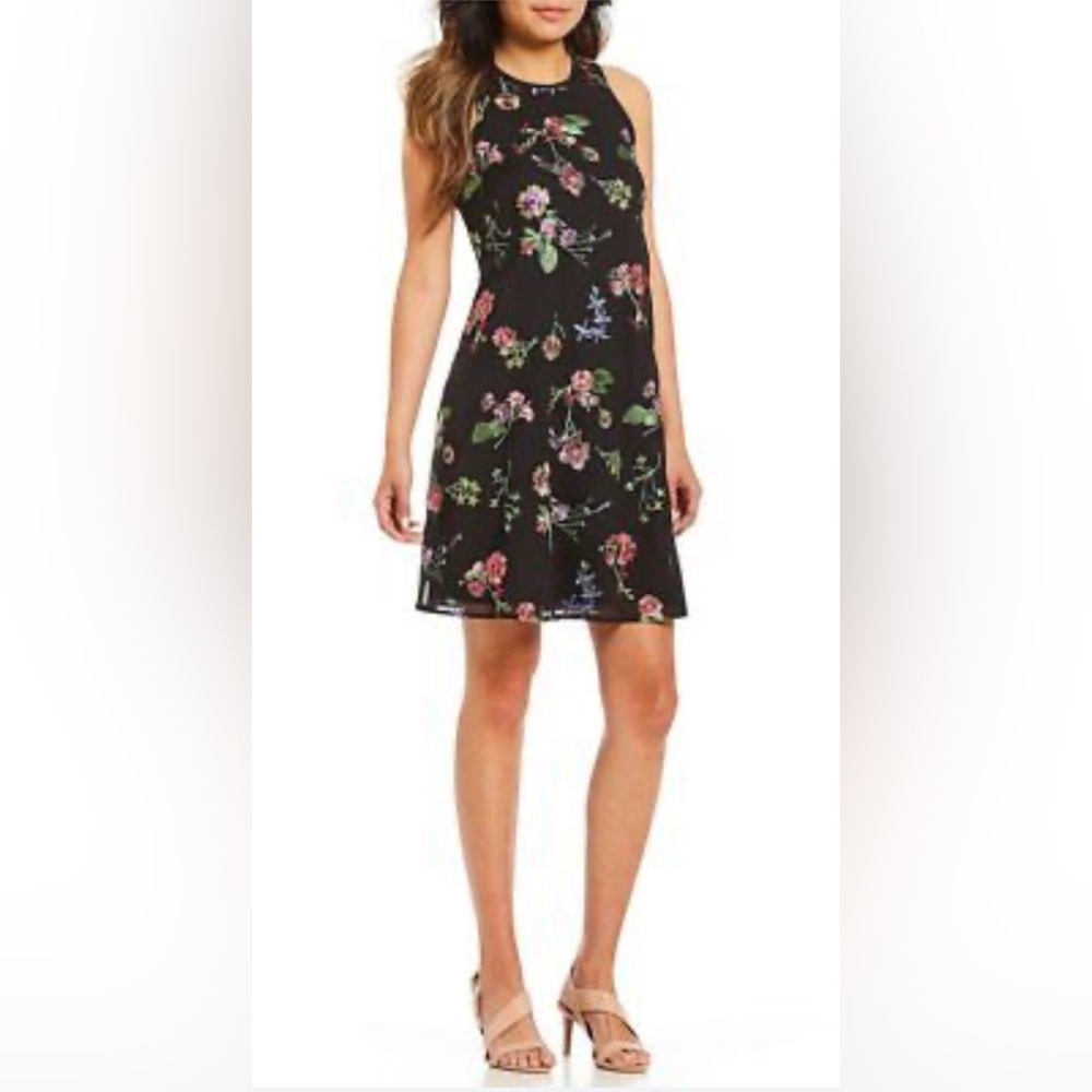 Calvin Klein floral embroidered sleeveless lined dress- gorgeous! Size 12